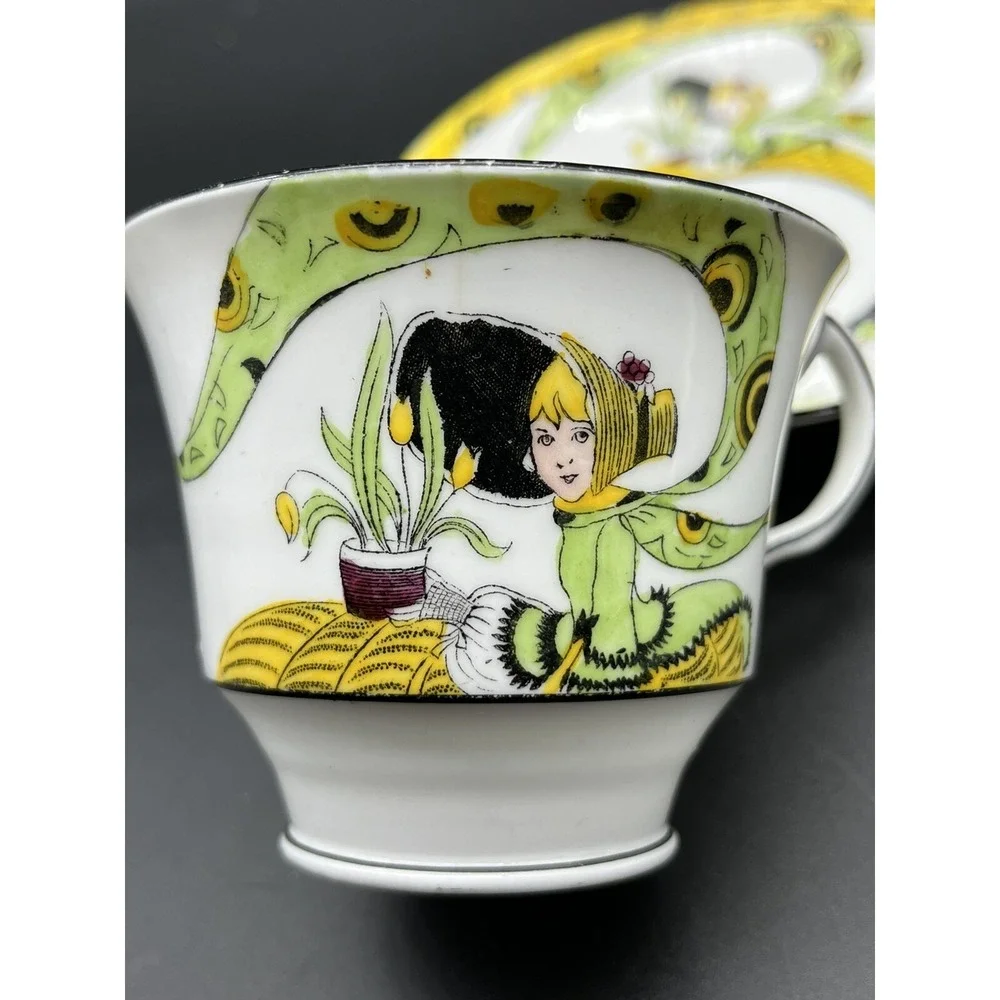 Rare Antique 1920 Melba Bone China DOLLY VARDEN Cup and Saucer Set
